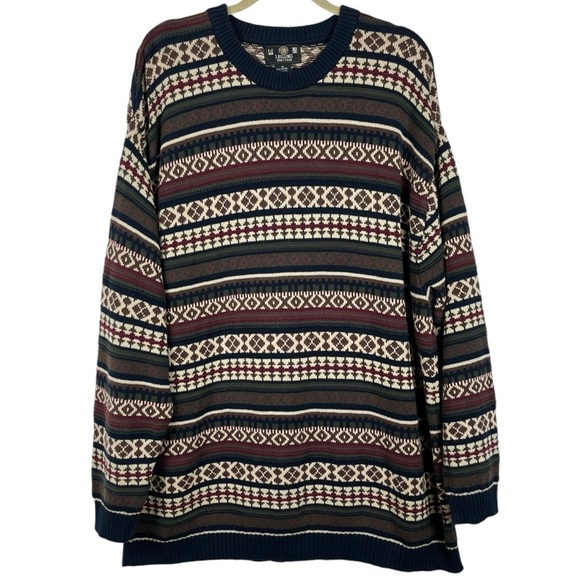 Vintage J. Riggings 100% Cotton Striped Patterned Dad Grandpa Sweater Size XL - Picture 1 of 9